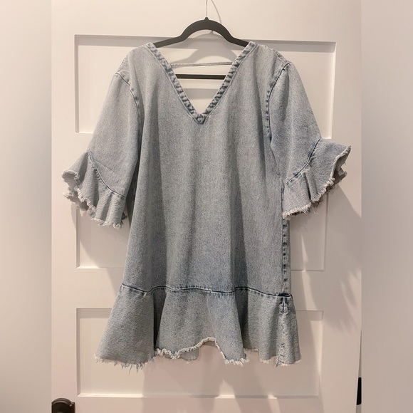MLM Label Light Denim Top or Mini Dress, Size M - Picture 2 of 7